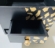 BLACK AND GOLD DECORATIVE WOODEN CHEST WITH DRAWER