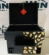 BLACK AND GOLD DECORATIVE WOODEN CHEST WITH DRAWER